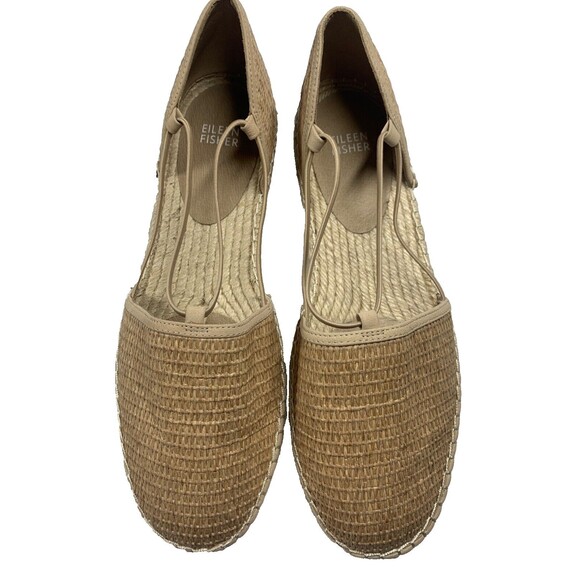 Eileen Fisher Lee Raffia Ballerina Espadrille Flat Shoes Womens 10 Natural NEW - Picture 7 of 12